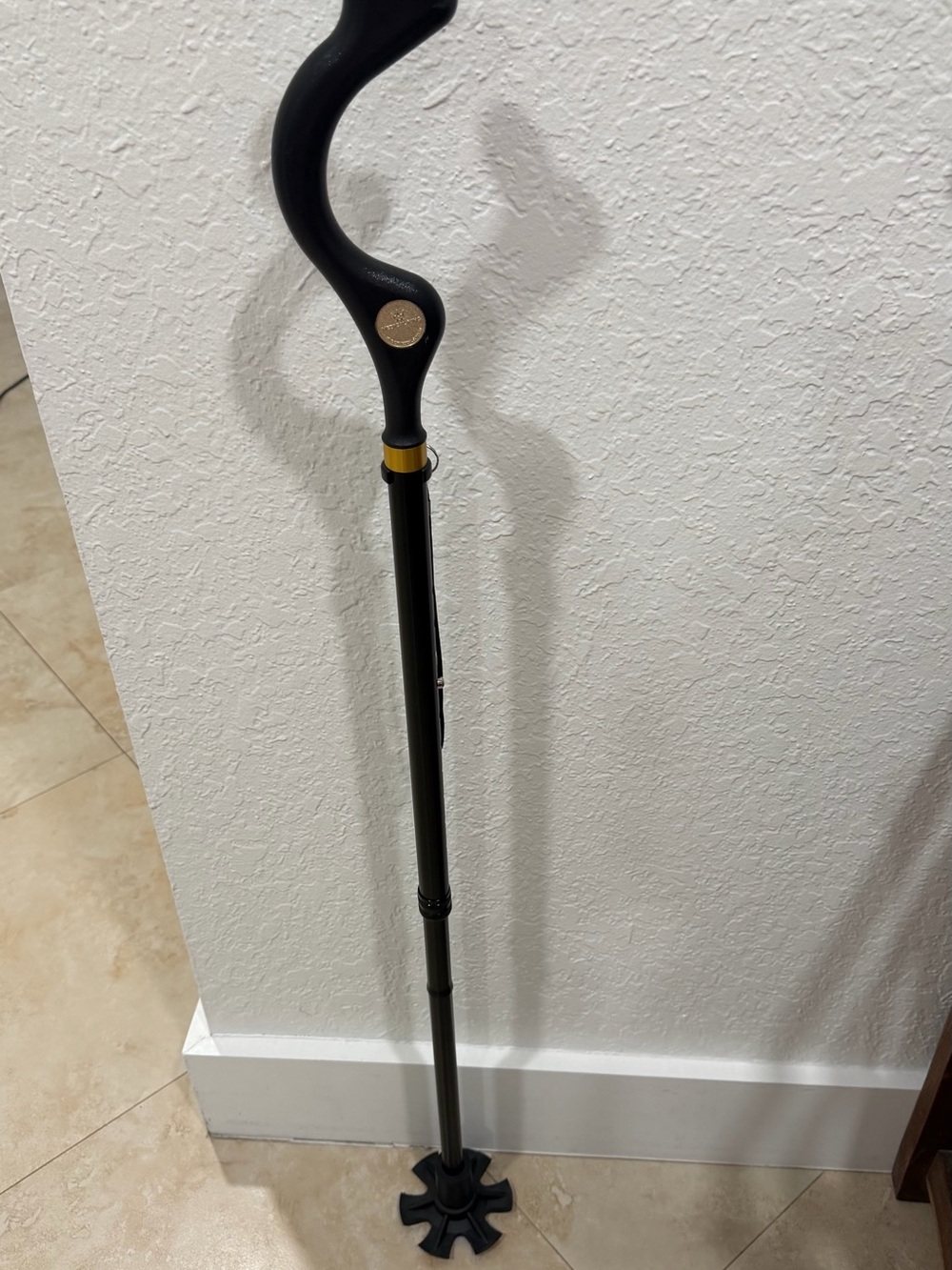 Medical King Black Ergonomic Walking Cane with Gold Accent